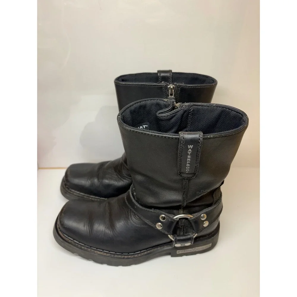 Ariat Mens 8.5D Black Leather Metal Mounts Harness Motorcycle Boots 10002579